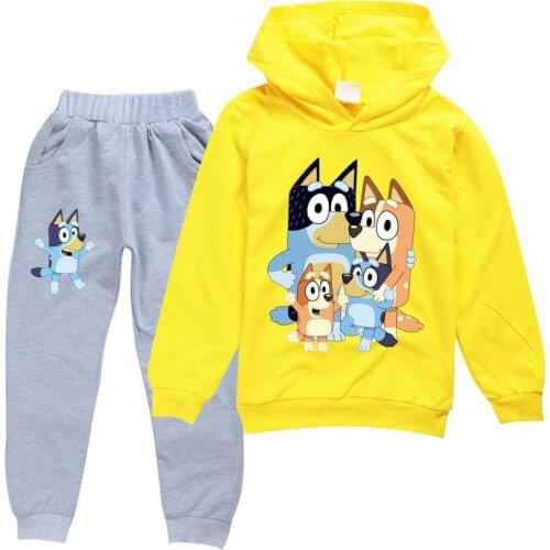 Girls clothing sets bluey Children Clothes Set Cotton Hoodies Leggings Pants Baby Girls 2 Pcs Suit Costume For 4-15 Year