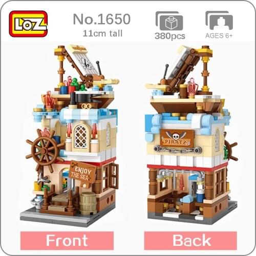 LOZ 1650 City Street Sailing Boat Ship Store Shop Architecture 3D Model DIY Mini Blocks Bricks Building Toy for Children no Box