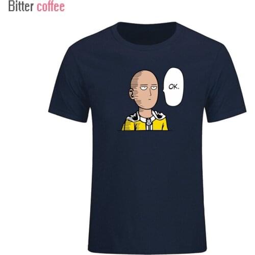 Men T Shirts Anime One Punch Man OK Digital Printed 100% Combed Cotton Casual Tee Short Sleeve O-neck T shirt XS-XXL