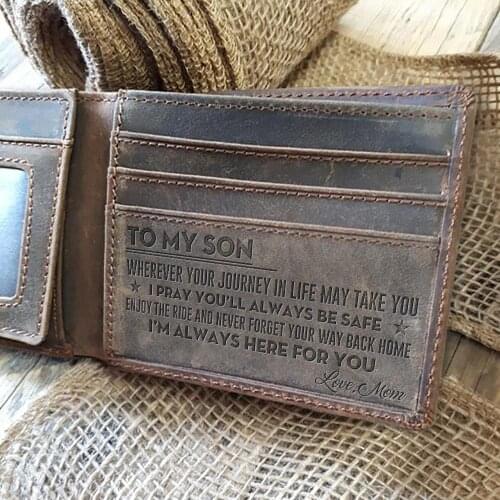 Mens Wallet - Grey Cow Leather Wallet, The Perfect Mens Gift, To My Mens Gift, Gifts for Husband, Son Gifts Personal Engraved