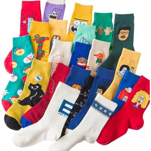 27 Style Funny Women Cartoon Socks Cotton Fruits Pattern Crew Unisex Socks Harajuku Woman Colorful Streetwear Cute Sock