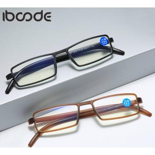 Iboode Anti Blue Light Reading Glasses Women Men TR90 Ultralight Flexible Computer Goggle Presbyopia Eyeglasses Unisex Eyewear