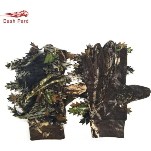 Outdoor Hunting Fishing Shooting 3D Maple leaves Bionic Camouflage Full finger skidproof silicone dots non-slip Hunter Gloves