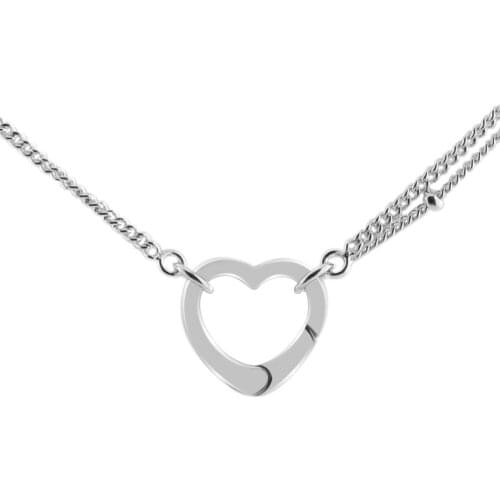 Open Heart Necklace Fits Original European Charms Sterling Silver Necklace For Woman DIY Fashion Jewelry