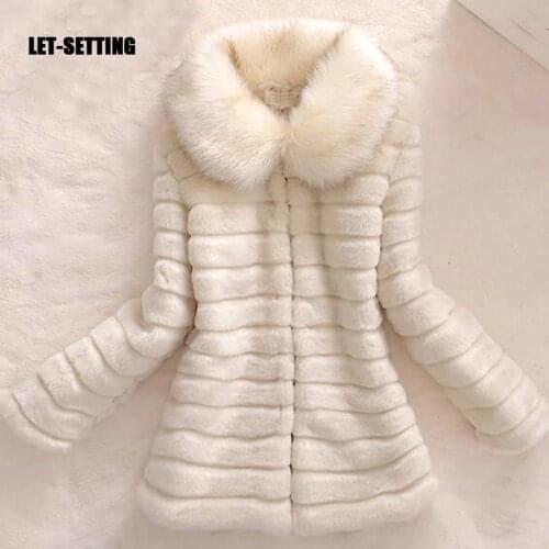 LET-SETTING The new winter fur coat faux fur rabbit fur fox fur collar long leather women large size coat