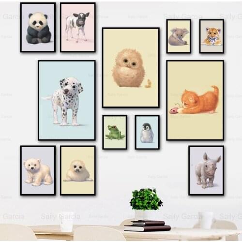 Nordic Cute Animal Canvas Painting Poster Nordic Style Art Wallpaper Nursery Craft Print Picture Decoration Home Bedroom