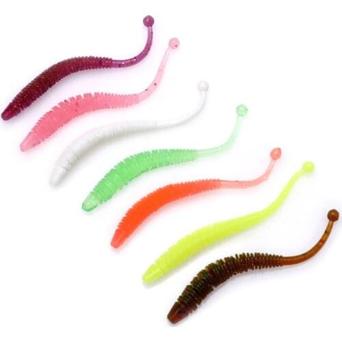 30PC/lot 60mm 0.3g Soft Rubber Bait Fishing Lure Jig Wobbler Soft Worm Long Carp Fishing Bait Artificial Silicone Swimbait