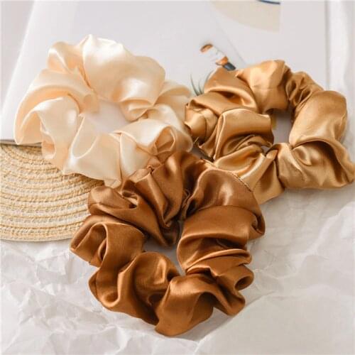 1PC Satin Silk Solid Color Scrunchies Elastic Hair Bands 2020 New Women Girls Hair Accessories Ponytail Holder Hair Ties Rope