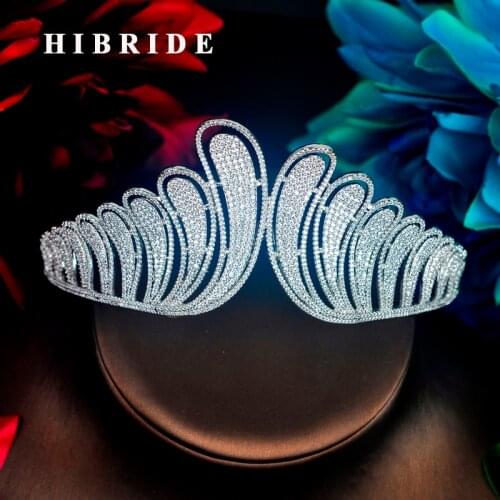 HIBRIDE Luxury Headband Head Crown Princess Jewelry Big Fashion Tiaras Wedding Party Jewelry Wholesale Price C-84