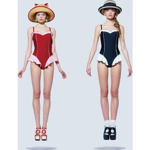 2019 One Piece Swimsuit Swimwear Women Monokini Ruffle Cut Beachwear Bodysuits Teenage Girls Bathing Suit high waist swimsuit