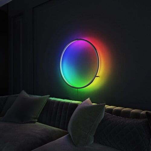 Modern Design LED Wall Light Living Room Sofa Circle RGB Wall Lamp with Remote Control modern colorful LED wall lights for home