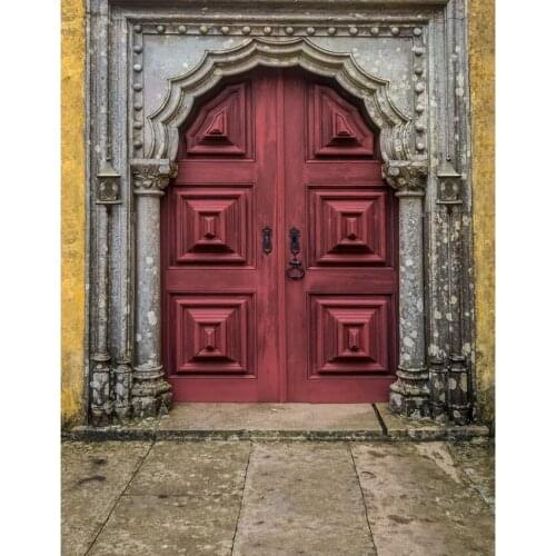 TR European style red door photo studio backgrounds for portrait wedding photography backdrops props ancient castle backgrounds