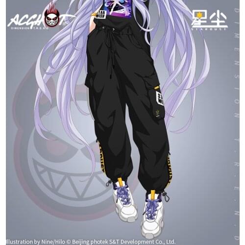 Anime Vocaloid Star Dust Fashion Letter Pants Pockets Trouser Cartoon Manga Casual Streetwear Cosplay Costume Men Sweatpants