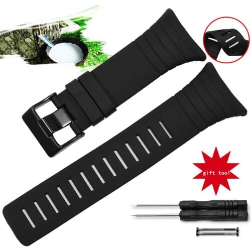 CICIDD 35mm Waterproof Rubber Watchband For Suunto Core Sport Wristband Black Mens Soft Silicone Watch Chain