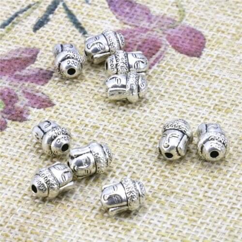 10PCS Hot Copper Buddha Head Shaped Lucky DIY Loose Beads Finding Accessories Parts Crafts Fashion Jewelry Making Design 7x10mm