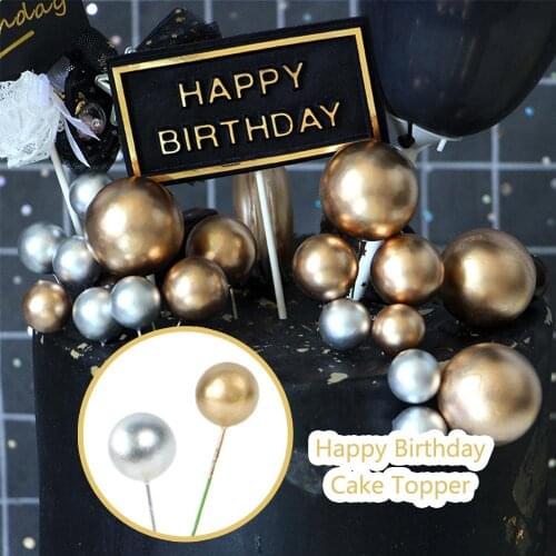 5 pcs/lot 10 pcs/lot gold ball cake topper birthday cup cake decoration baby shower kids birthday party wedding favor supplies