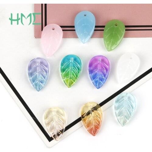 5pcs/lot 18x11mm Leaf Lampwork Crystal Glass Beads For Jewelry Making Pendant Charm DIY Earrings Bracelet Necklace Accessories