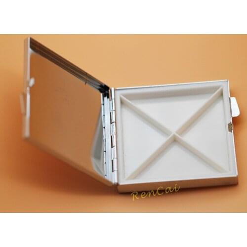 5pcs Portable Square Silver Pill Box 4 Grid Folding Pill Case For Capsule Box Container Damp Proof Pill Makeup Storage Organizer