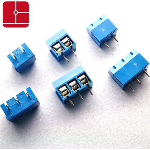 50pcs KF301-2P KF301-3P Pitch 5.08mm Straight Pin 2P 3P Terminal Block Connector Blue