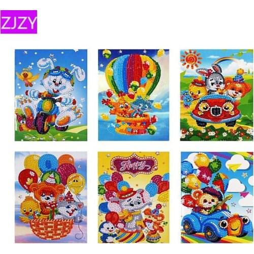 6pcs DIY Diamond Painting Greeting Cards Festival Handmade Kids Greet Card Paper Greeting Postcards Craft