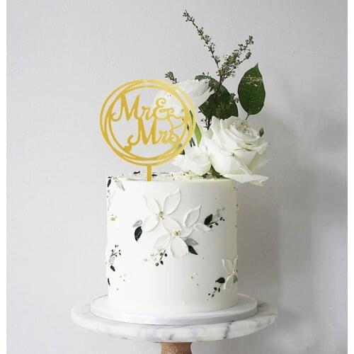 Mr&mrs Acrylic Happy Wedding Cake Topper Gold Round Letters Love Baking Cake Toppers for Wedding Celebration Cake Decoration New