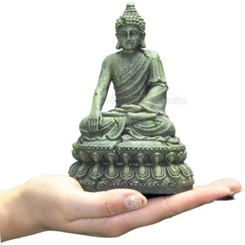 Fish Tank Resin Reptiles Hotel Aquarium Decoration Ornament Accessories Simulation Sitting Buddha Statue