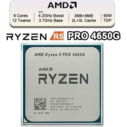 AMD Ryzen 5 PRO 4650G R5 PRO 4650G 3.7GHz Six-Core Twelve-Thread 65W CPU Processor L3=8M 100-000000143 Socket AM4 new but no fan