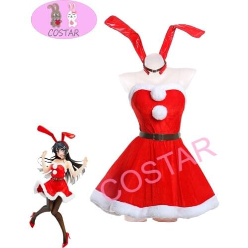 Anime! Seishun Buta Yarou Wa Bunny Girl Senpai No Yume Wo Minai Sakurajima Mai Christmas Red Dress Lovely Uniform Women 2021 NEW