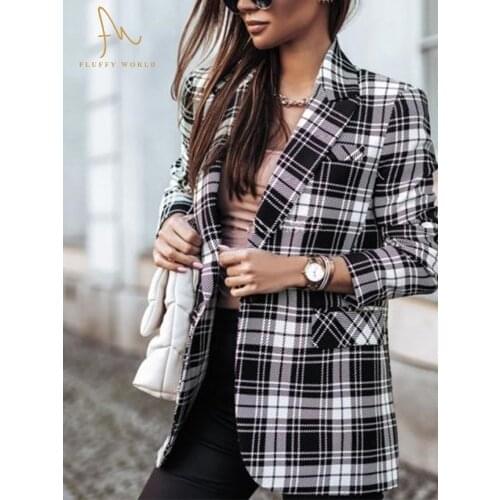 Womens Blazer Jacket Plaid Blazer For Women 2021 Suit Coat Slim Blazers Office Lady Suit Single Breasted Business Female Jacket