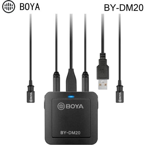 Boya By-Dm20 Dual-Channel Recording Kit Lavalier Microphone Stereo Mode Headphone Monitoring for Ios Type-C Usb Laptop Pc Mic