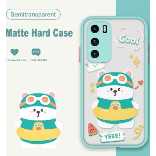 ASINA Matte Transparent Case Huawei P40 P30 P20 Pro Lite Cute Cartoon Cover Bumper For Nova 3 3i 4 5t 6 7 8 Pro Monster Fundas