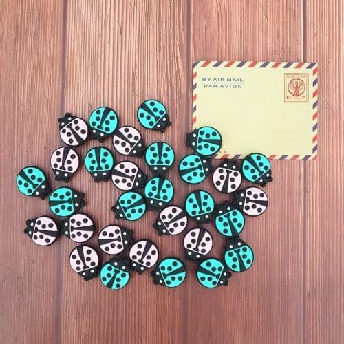 Chenkai 50PCS BPA Free Silicone Ladybug Bead Baby Teething Nacklace Beads For Baby Chewable Dummy Cartoon Pacifier Accessories