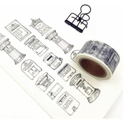 Black and White Mailbox Journal Masking Tape Adhesive Tape DIY Scrapbooking Sticker Label Washi Tapes
