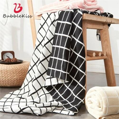 Bubble Kiss Black White Plaid Blanket Geometric Cotton Blanket For Bed Blanket Home Sofa Throw Blanket Travel Portable Blanket