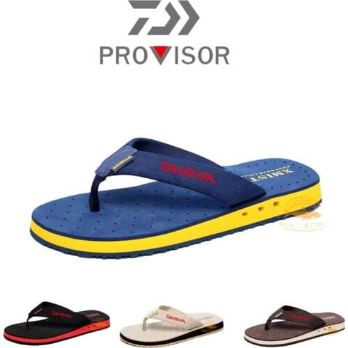 Daiwa Fishing Size 48 Mens Flip Flops 2020 Summer Mens New Style Rubber Soft Shoes Outdoor Beach Mens Slippers Massage