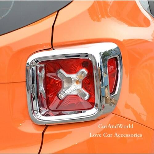 For Jeep Renegade 2015 2016 2017 Rear Tail Lights Cover Lamp TailLight Decoration ABS Chrome Stickers Car-Covers Accessories