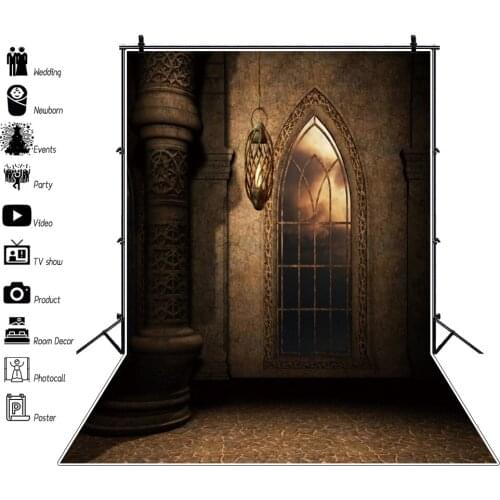 Yeele Halloween Backdrop Night Old Window Pillar Lamp Background Newborn Baby Party Photography For Photo Studio Photophone