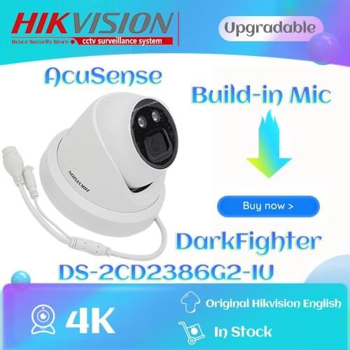 Hikvision Acusense 8MP DS-2CD2386G2-IU POE IP Camera 4K Built-In Mic Security Protection SD Card Slot H.265 Face Detect Outdoor