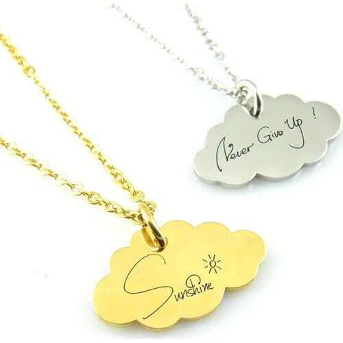 HUHUI Custom Name Necklace With Cloud Personalized Engraved Letter Pendant Stainless Steel Jewelry For Women Anniversary Gift