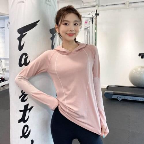 Yoga Crop Top Sportswear Womens Tight Thin Hooded Suit Quick Net Red Running Long Sleeve Coat Fitness Autumn Mujer Camisetas