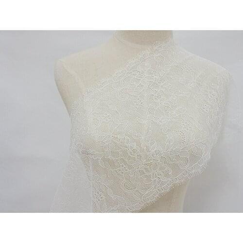 LACE 3 m/ lot Eyelash Lace 22CM Trim Wedding Dress Fabric High Quality Soft Off Nylon DIY accessory X139