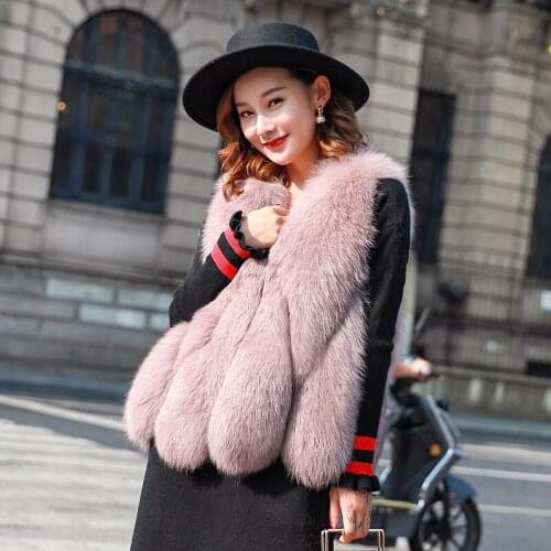 Real Fox Coats Women Winter New Fashion Vest Elegant Thick Warm Outerwear Fur Jacket Manteau Femme Hiver ZL645