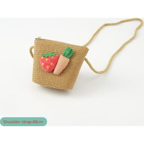 Hotsale Kid Cute Fruit Carrot Straw Hat With handbag Girl Child Baby Outdoor Holiday Beach Sun hat Shoulder bag 2pcs sets