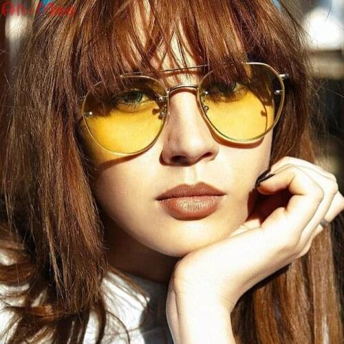 Fashion Oval Sunglasses Women Rimless Luxury Brand Sunglass Double-Bridge Designer Man Sun Glasses Unisex Mirror Len Eyewear