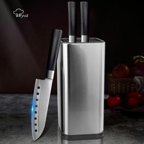 Kitchen Knives Set with Knife Holder 5 7 8 Inch 3CR13 420C High Carbon Stainless Steel Utility Slicing Vegetable Meat Chef Knife