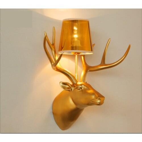 Wall Lamp Retro Resin Deer Horn Lamp horse head lamp Home Decoration Luxurious Lighting Vintage Indoor Bedside Home Luminaire