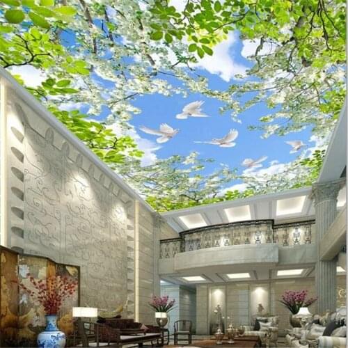 Wellyu Custom wallpaper 3d photo mural beautiful blooming garden sky ceiling living room wallpaper mural papel de parede 3d обои