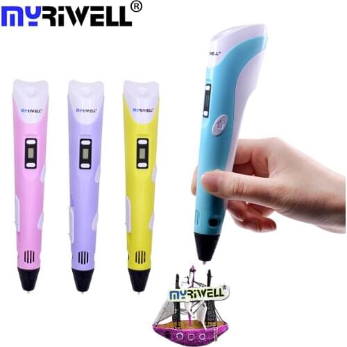 Original Myriwell RP-100B 3D Pen DIY 3D Printing Pen Printer + Power Adapter / 9M 1.75mm PLA Filament for Kids Design Painting