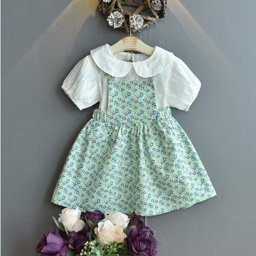 2-6 Years High Quality Summer Girl Dress 2021 New Floral Cotton Solid Draped Ruched Kid Children Clothing Girl Princess Dresses