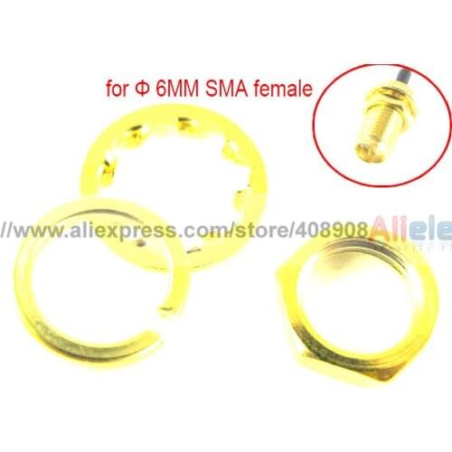 100 Set Gold Plated Screw Nut 6.35mm 1/4-36UNS-2B for Standard Diameter 6MM SMA Female